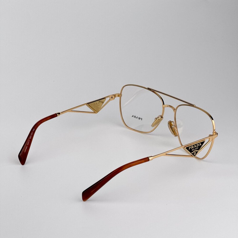 Prada PRB50V Eyeglasses – Gold Rectangle Frame | Model 5AK1O1 - Picture 4 of 9